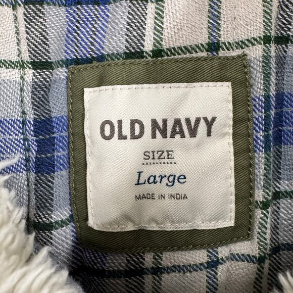 Old Navy‎ Womens Quilted Plaid Lining Sherpa Collar, Military Style Jacket LARGE - Picture 3 of 9